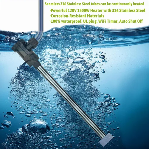 Vista 2 de Calentador de agua sumergible de inmersión de 1500 W para piscina y bañera de hidromasaje, calentador eléctrico portátil con apagado automático
