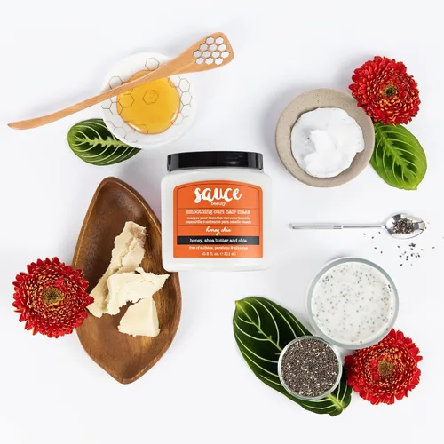 Vista 5 de SAUCE BEAUTY Honey Chia - Máscara de rizo suavizante, crema rizadora de crema brulee y sidra de manzana espumosa tratamiento clarificante del cuero