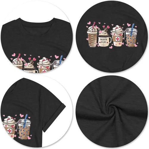 Vista 5 de Camisetas para el día de San Valentín para mujer, diseño de corazón y fantasma, diseño de fantasma, regalo para el día de San Valentín
