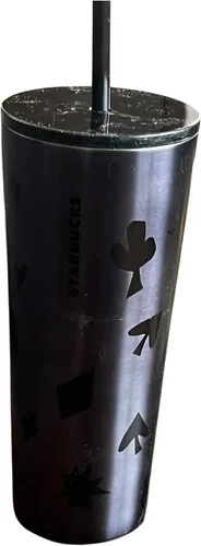 Vista 2 de Starbucks Las Vegas - Vaso de acero inoxidable con diseño de corazones negros mate 777