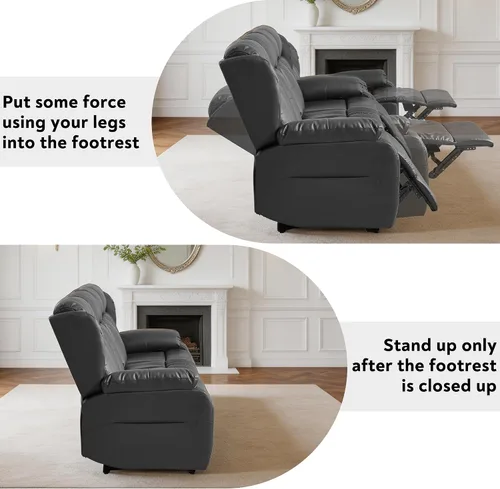 Vista 7 de Sofá biplaza reclinable manual de 59" reclinable doble para sala de estar