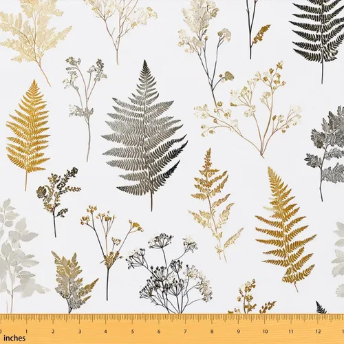 Vista 22 de Feelyou The Yard - Tela floral de hojas suave de 1 yarda para los amantes Beige y verde amarillo