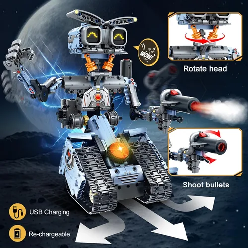 Vista 6 de HiWEEGO 5 en 1 cambiable LED ojos robot construcción conjunto para niños mayores de 12 años