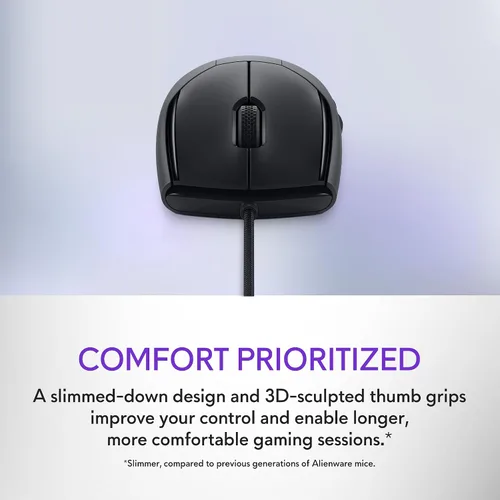 Vista 3 de Alienware Mouse inalámbrico profesional para juegos – Conectividad inalámbrica / USB para juegos de 2.4 GHz, DPI ajustable, tecnología de sensor