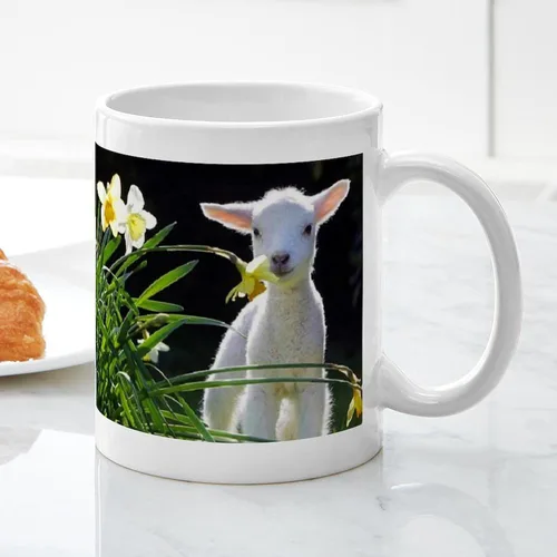 Vista 6 de CafePress EASTER LAMB AND FLOWERS - Taza de café de cerámica de 11 oz (11.0 fl oz)