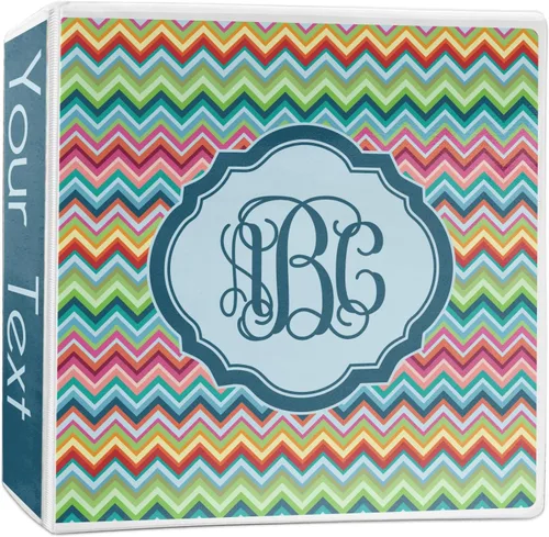 Vista 8 de Carpeta personalizada de 3 anillas con monograma de cheurón retro - 1 pulgada