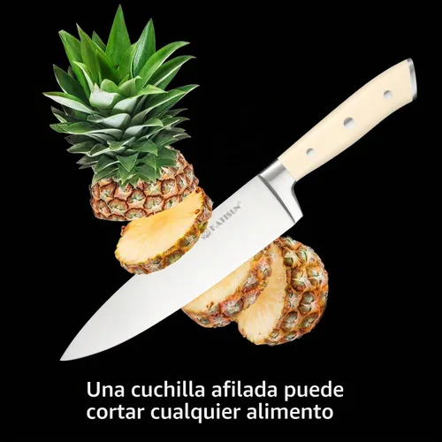 Vista 6 de Juego de 16 piezas de cuchillos de acero inoxidable alemán con bloque, mango ergonómico ABS, cuchillos de chef, afilador y tijeras para picar