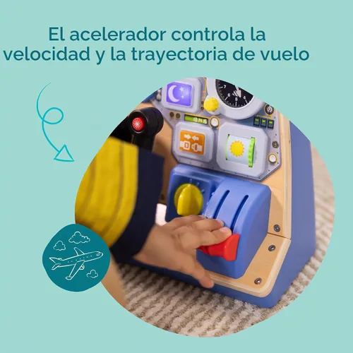Vista 3 de Melissa & Doug - Tablero interactivo de piloto de jet, cabina de simulación de avión con volante de pilotaje, luces, sonidos, botones e