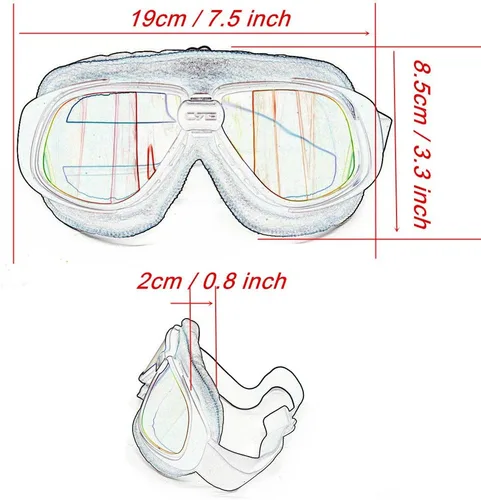 Vista 2 de Gafas vintage retro estilo piloto motocicleta Cruiser Scooter