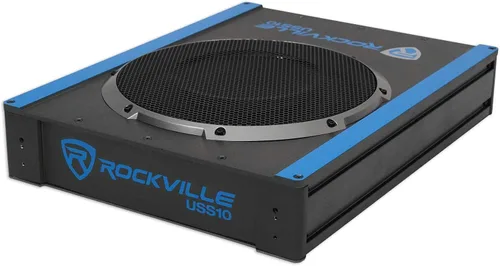 Vista 4 de Rockville USS10 - Subwoofer delgado de 10 pulgadas, 800 W, bajo el asiento, para coche/camión, con amplificador incorporado, entradas de alto nivel