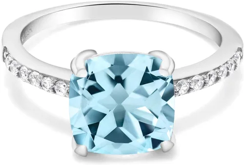 Vista 25 de Gem Stone King Anillo de compromiso de plata de ley 925 con piedra preciosa de corte cojín de 0.315 in Anillo de compromiso de aniversario de boda