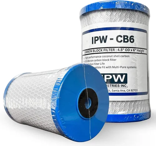 Vista 2 de IPW Industries Filtro de reemplazo de bloque de carbono CB6 para sistema de filtro de agua de ósmosis inversa, cartucho de filtración de agua