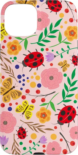 Vista 9 de iPhone 16 Cute Ladybugs Flowers Pink Pattern Bouquet Lover Cell Phone Case