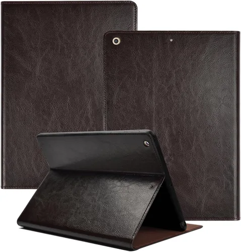 Vista 9 de Funda para iPad de 10.2 pulgadas, 9ª/8ª/7ª generación 2021/2020/2019, piel auténtica, función de encendido y apagado automático. Negro clásico
