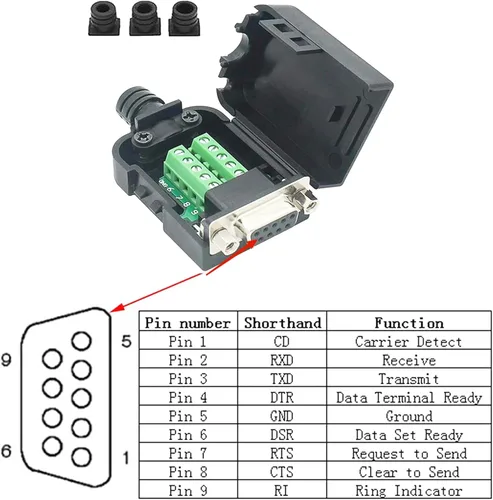 Vista 4 de DB9 Conector de ruptura a cableado Terminal sin soldadura RS232 Hembra