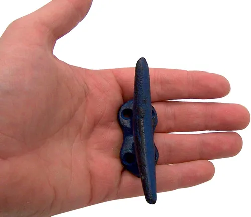 Vista 5 de Wowser Ganchos de pared de hierro fundido azul náutico, 3.5 pulgadas, juego de 3