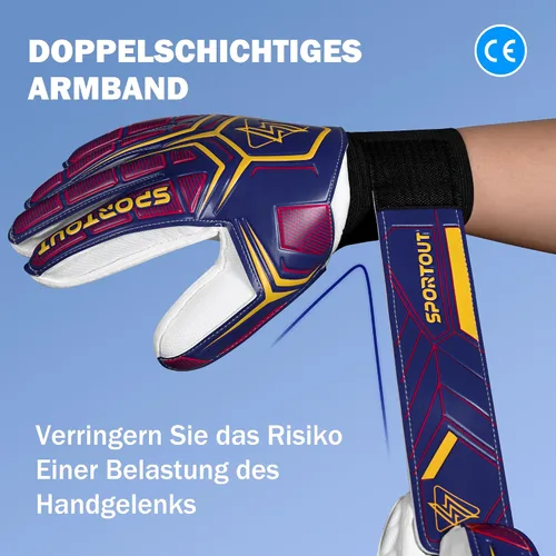 Vista 5 de Guantes de portero Sportout, guantes de portero con protección para los dedos, guantes de portero de fútbol transpirables, látex de 4 mm