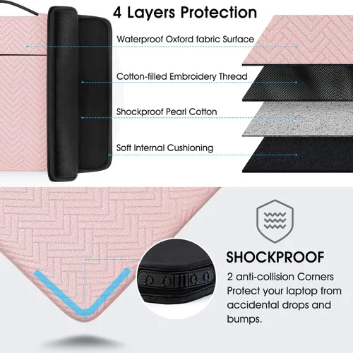 Vista 2 de Funda para laptop de 14 pulgadas, funda impermeable con asa para laptop, bolsa protectora para computadora de negocios compatible