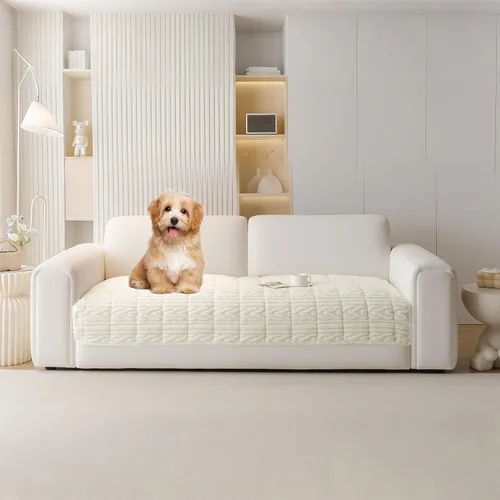 Vista 37 de HANDONTIME Funda de sofá de algodón suave apta para mascotas, elegante funda de sofá para mascotas con bordado, protector de sofá para perros