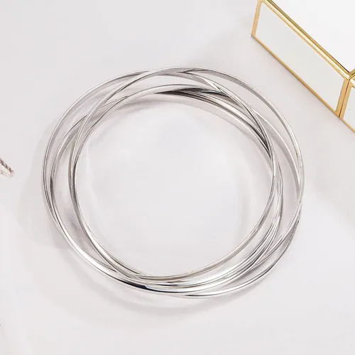 Vista 8 de Pulsera de plata de ley 925 para mujer, cinco pulseras apilables de combinación suave de diámetro 60-2.559 -2.677 in de plata maciza en brazalete