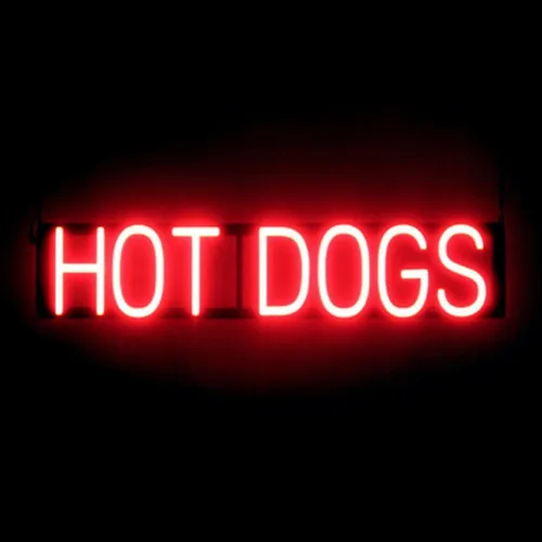 Vista 13 de SpellBrite HAMBURGERS Letrero para restaurantes Letreros relacionados con el comedor con aspecto de neón, luz LED roja 40.0 x 6.3 pulgadas Rojo