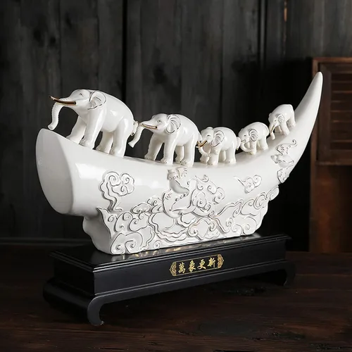 Vista 4 de Figuritas, estatuas de Feng Shui, figura de elefante de la suerte, decoración del hogar, regalo de inauguración de la casa, estatua de elefante