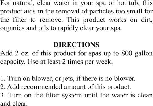 Vista 3 de SpaChoice 1-Pint Premium Clear and Sparkle Hot Tub Clarifier, Spa Clarifier Hot Tub, Made in USA