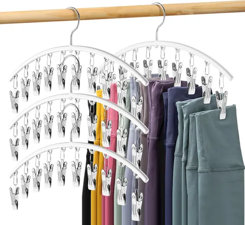 Vista 15 de Organizador de leggings para armario, perchas de metal para pantalones de yoga, 1 paquete con 10 clips con capacidad para 10 leggings, organizador