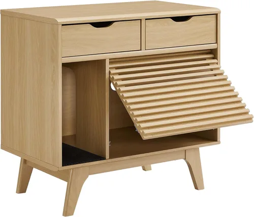 Vista 6 de Modway EEI-6796-OAK Render Gato Gabinete, Roble