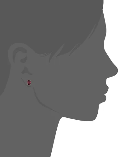 Vista 2 de 10K Amarillo Oro Rojo Garnet Oval Stud arete