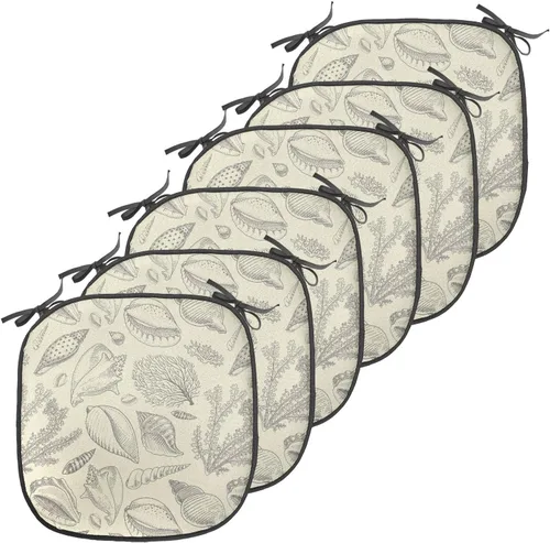 Vista 148 de Lunarable Cojín de asiento para silla de café, siluetas de taza de café expreso con frijoles fuente de cafeína, ilustración de bebidas gourmet