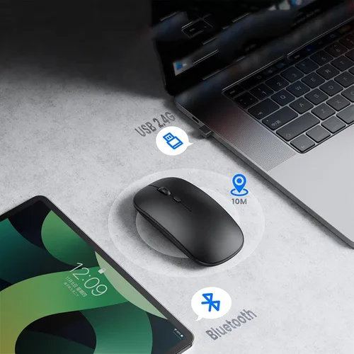 Vista 2 de Wireless Mouse Bluetooth Rechargeable Mouse Wireless Computer Silent Mause Ergonomic Mini Mouse USB Optical Mice for PC Laptop