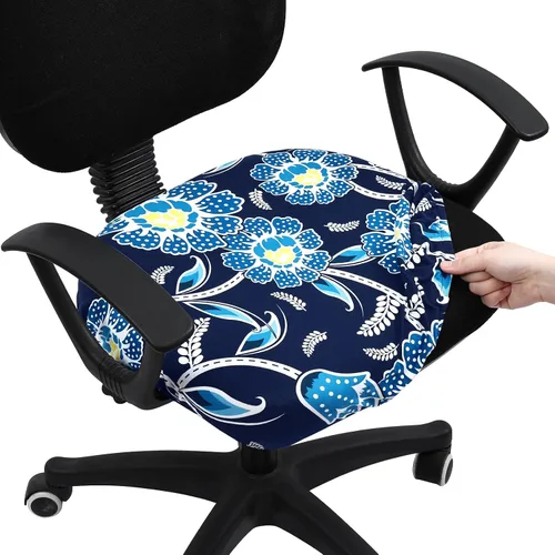 Vista 31 de Smiry Fundas de asiento impresas para silla de computadora de oficina, ajuste elástico, universal para silla giratoria de escritorio, lavables, Beige