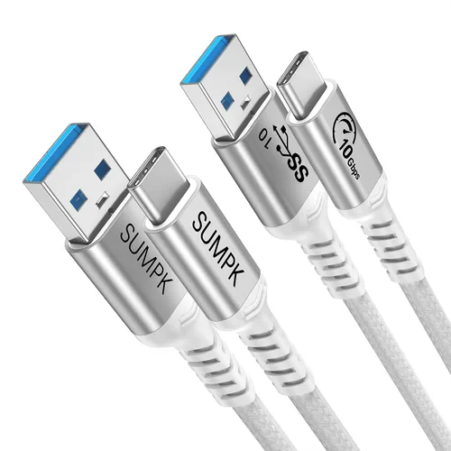 Vista 11 de Android Auto & CarPlay - Cable USB C de 10 Gbps 60 W PD de 1.5 pies (paquete de 2, negro), USB 3.1 Gen 2 a USB-A, cable de carga rápida compatible