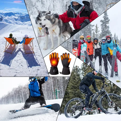 Vista 6 de SNOW DEER Guantes térmicos para hombres y mujeres, guantes eléctricos con batería recargable calentados de mano para motocicleta, ciclismo, caza