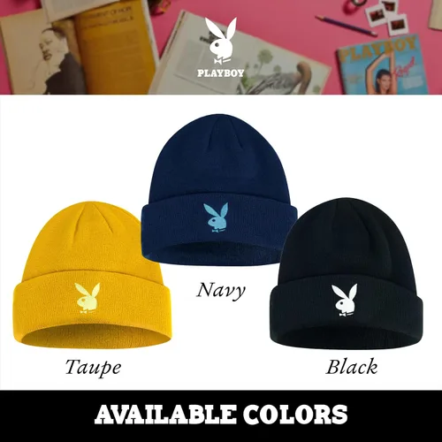 Vista 6 de Concept One Playboy Beanie Hat, Cuffed Knit Winter Cap with Logo