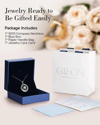 Vista 5 de S925 Necklace Gift for Wife Compass Jewelry Women Anniversary Sterling Silver Girlfriend Birthday Gifts for Her Valentines I'd be Lost without You