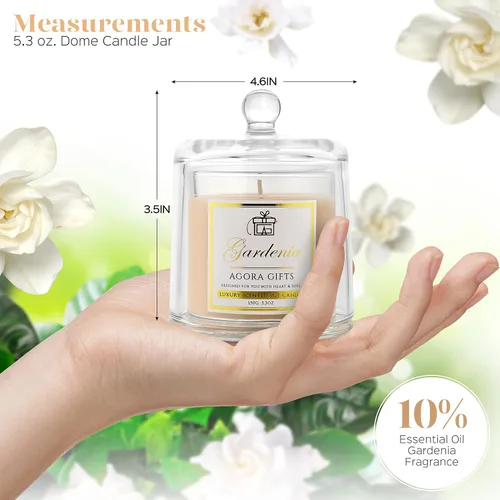 Vista 3 de Vela perfumada Gardenia de lujo, regalo para el hogar, 5.3 onzas