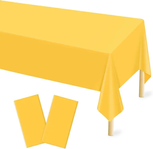 Vista 10 de Mulbozy 2 piezas de mantel de plástico negro para mesa rectangular, 54 × 108 pulgadas, fundas desechables de mesa para fiestas negras