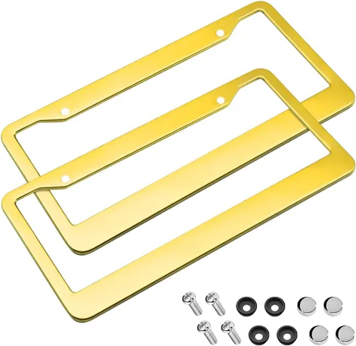Vista 7 de Marco de matrícula de automóvil, 2 cubiertas de acero inoxidable mate, duradero, a prueba de óxido, universal para automóviles, SUV, camionetas