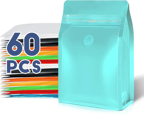 Vista 19 de Bolsas de café con válvula (60 piezas, 4 onzas, 0.25 libras) Bolsas de embalaje de granos de café ventiladas con alta barrera de papel de aluminio