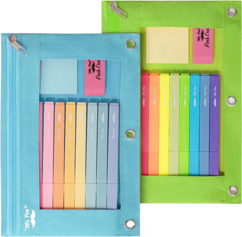 Vista 32 de Mr. Pen - Estuche para lápices de 2 piezas - Estuche con cremallera para lápices para carpeta de 3 anillas