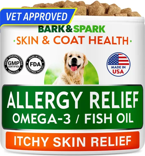 Vista 9 de BARK&SPARK Omega 3 para perros - 180 cápsulas blandas de aceite de pescado para la muda de pelo de perro, alergia cutánea, alivio de la picazón