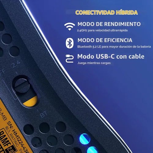 Vista 8 de Glorious Gaming Model O 2 Ratón Inalámbrico para Juegos - Inalámbrico Híbrido 2.4GHz y Bluetooth, 68g Superligero, Larga Duración de Batería, Sensor