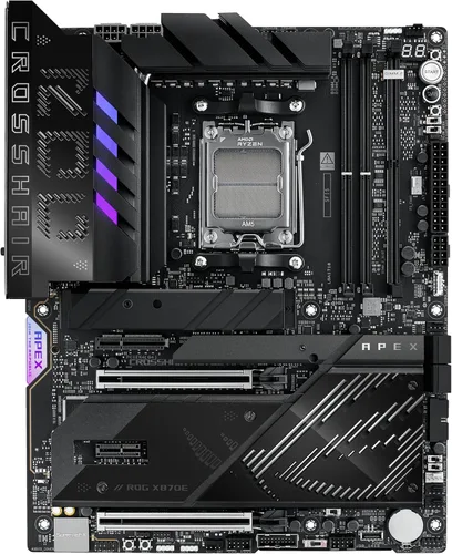 Vista 2 de ASUS ROG Crosshair X870E APEX AMD X870E AM5 ATX Placa Base, AI Avanzado Listo para PC, 18+2+2 Etapas, DDR5, Ventilador de Memoria ROG, Tarjeta ROG