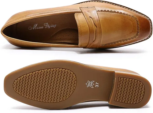Vista 3 de Mona Flying Mocasines de cuero para mujer, estilo informal, planos, para mujeres y jóvenes