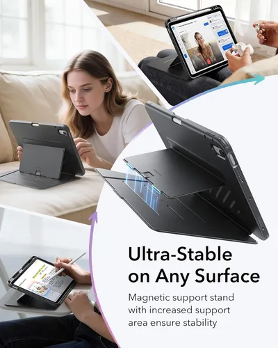 Vista 5 de ESR - Funda para iPad Air de 11 pulgadas M3/M2 (2025/2024), iPad Air de 5ª/4ª generación (2022/2020), funda con soporte vertical, múltiples ángulos