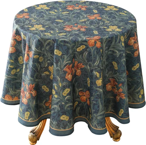 Vista 78 de [Usado] patdrea Mantel largo de lino de diseño verde para mesa rectangular, mantel vintage transpirable con patrón de frutas amarillas, funda