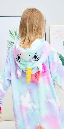 Vista 7 de Pijama unisex de unicornio para niños, disfraz de Halloween