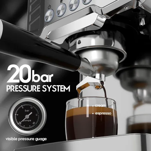 Vista 2 de Máquina de café expreso,Máquina de café de acero inoxidable,Presión visible Guagem